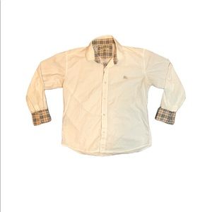 Mens white plaid Burberry long sleeve button up shirt size medium